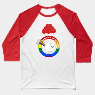 Happy Birthday - Funny Cat Fart Rainbow Baseball T-Shirt